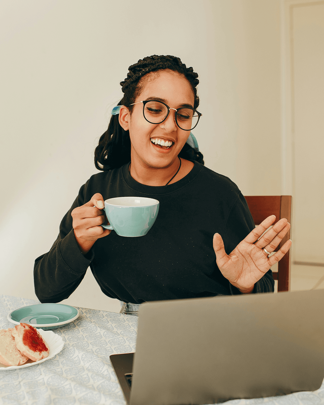 Lady drinking coffee